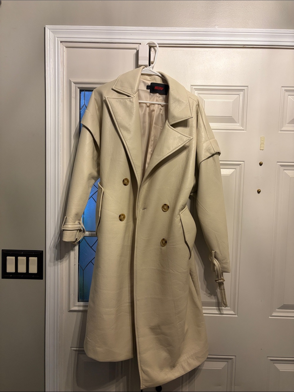 Cream Women   Double-Breasted Trench Coat